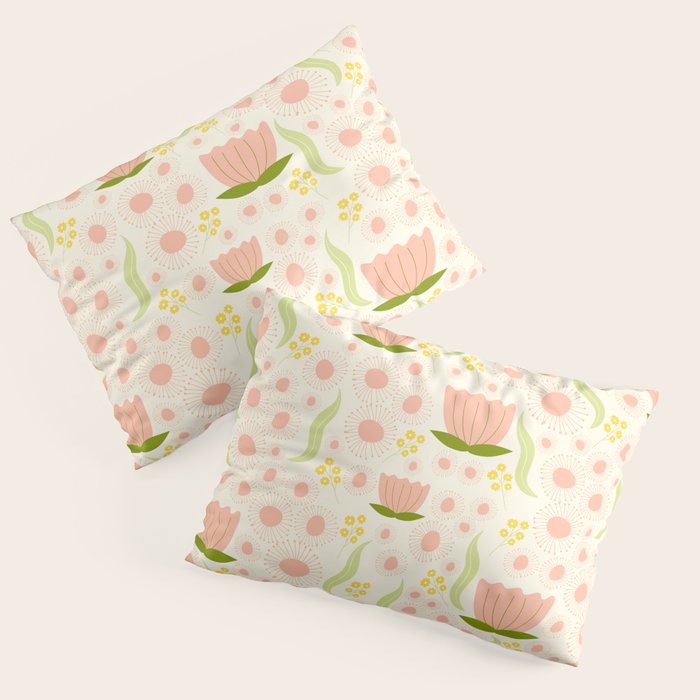 Peach pink flowers pattern Pillow Sham Gallery Image 1