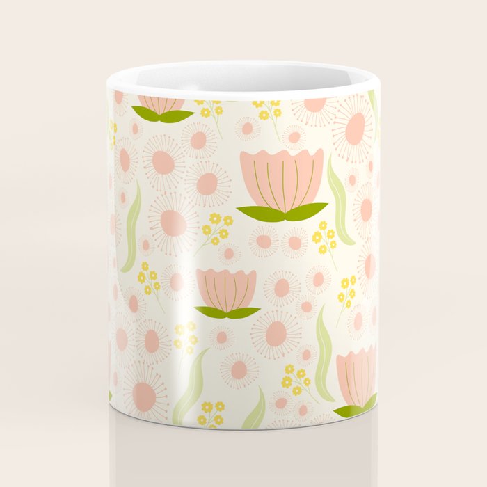 Peach pink flowers pattern Coffee Mug Gallery Image 4