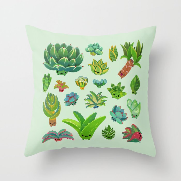 Baby succulent 1 - light Throw Pillow Gallery Image 1