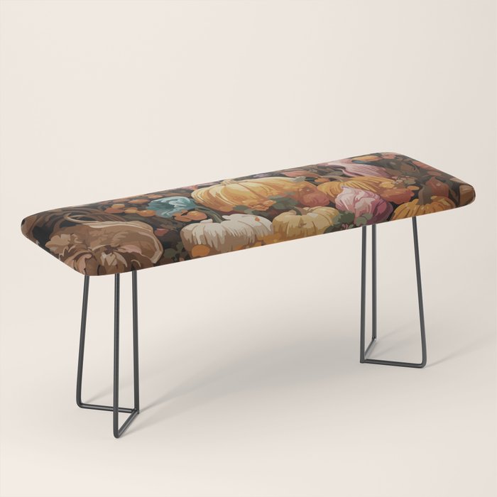 Patchwork of Autumn Pumpkin Art Bench Gallery Image 1