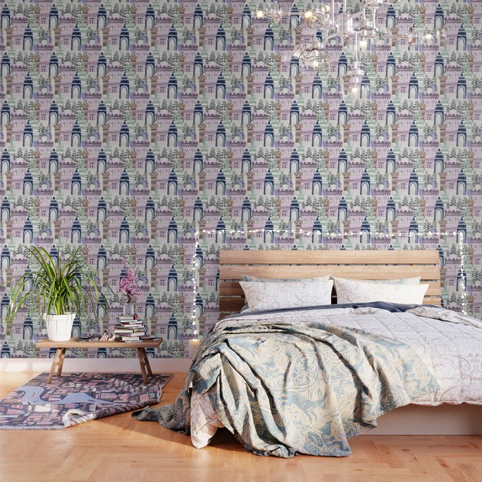 Home Block print lilac Wallpaper Gallery Image 1