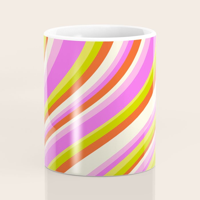 Wavy Stripes XVIII - Y2K Pink and Green Coffee Mug Gallery Image 4