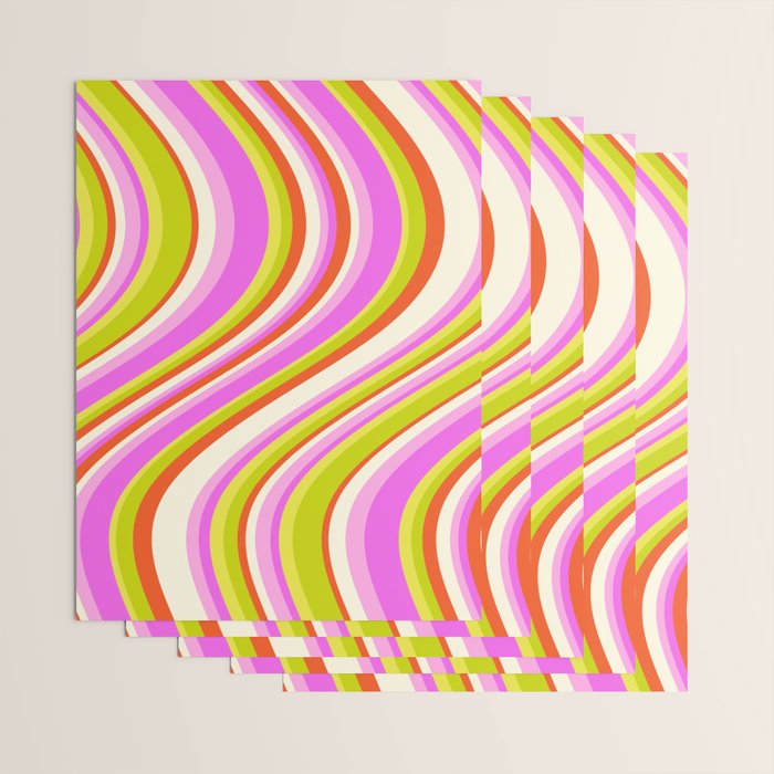 Wavy Stripes XVIII - Y2K Pink and Green Wrapping Paper Gallery Image 3