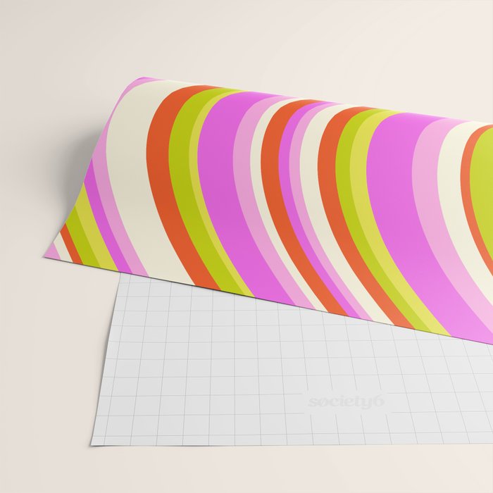 Wavy Stripes XVIII - Y2K Pink and Green Wrapping Paper Gallery Image 2