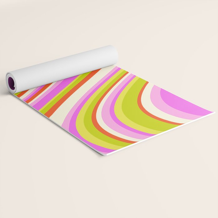 Wavy Stripes XVIII - Y2K Pink and Green Yoga Mat Gallery Image 2
