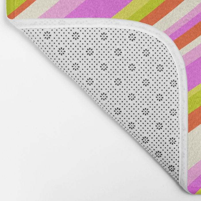 Wavy Stripes XVIII - Y2K Pink and Green Bath Mat Gallery Image 2