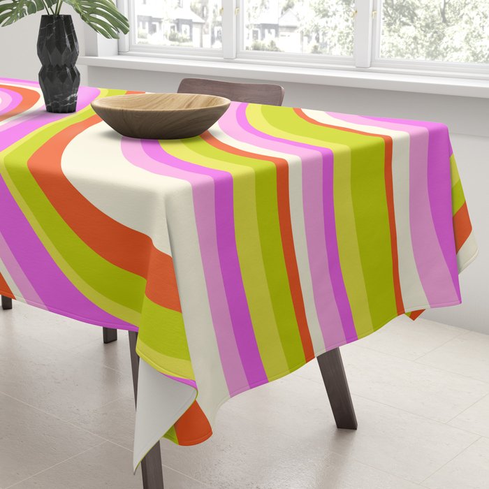Wavy Stripes XVIII - Y2K Pink and Green Tablecloth Gallery Image 3