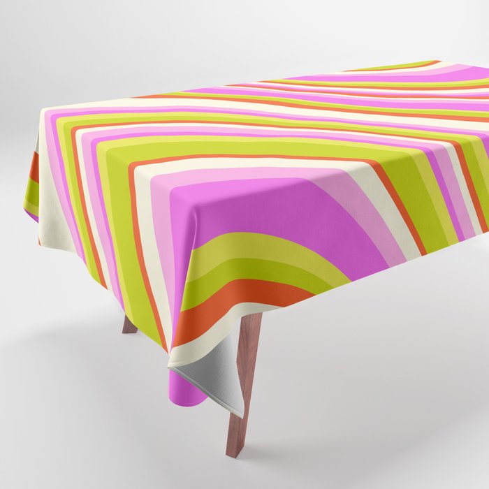 Wavy Stripes XVIII - Y2K Pink and Green Tablecloth Gallery Image 1