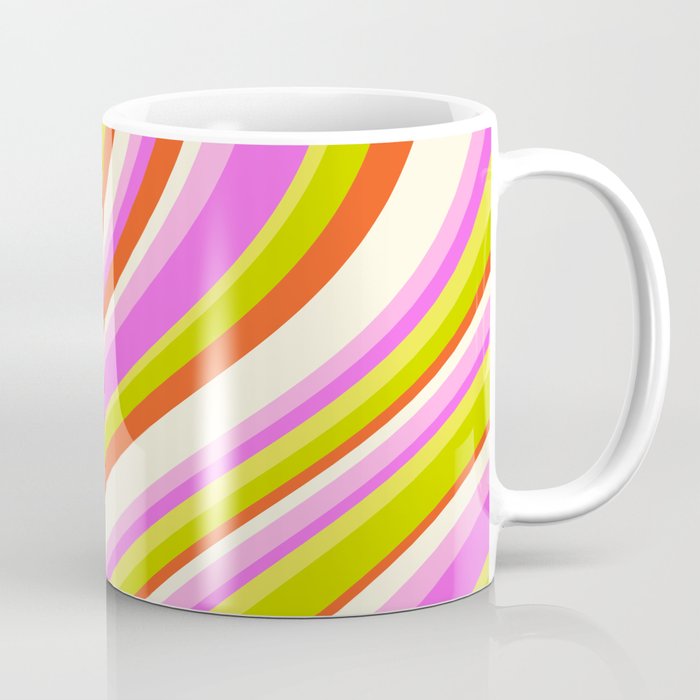 Wavy Stripes XVIII - Y2K Pink and Green Coffee Mug Gallery Image 1