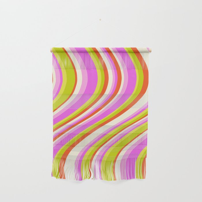 Wavy Stripes XVIII - Y2K Pink and Green Wall Hanging Gallery Image 1