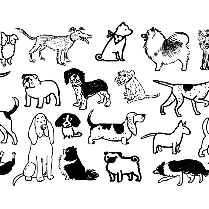 Black and White Dog Drawings | Cute Dog Breeds Pattern Coffee Mug Gallery Image 2