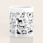 Black and White Dog Drawings | Cute Dog Breeds Pattern Coffee Mug Gallery Image 4