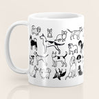 Black and White Dog Drawings | Cute Dog Breeds Pattern Coffee Mug Gallery Image 3