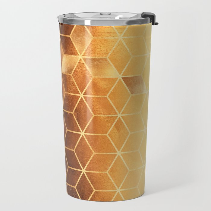 Golden Gradient Cubes Travel Mug Gallery Image 2