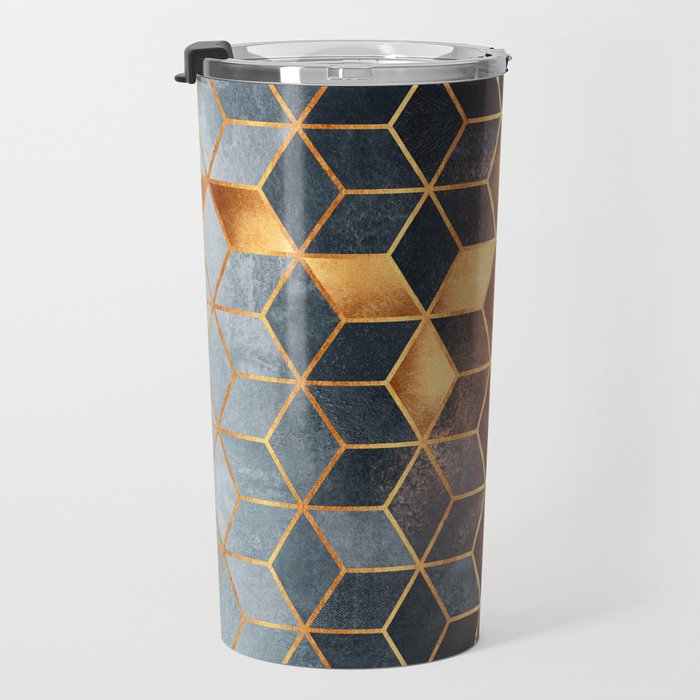 Golden Gradient Cubes Travel Mug Gallery Image 3