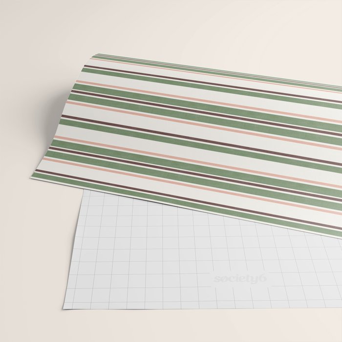 Daybed Stripe Ivory Green Multi Wrapping Paper Gallery Image 2