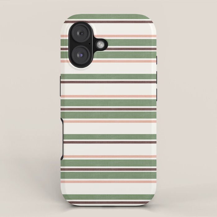 Daybed Stripe Ivory Green Multi iPhone Case Gallery Image 1