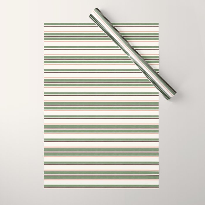 Daybed Stripe Ivory Green Multi Wrapping Paper Gallery Image 1