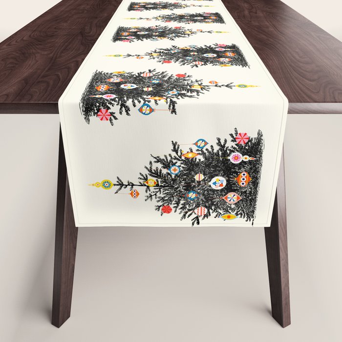 Retro Decorated Christmas Tree Table Runner Gallery Image 1