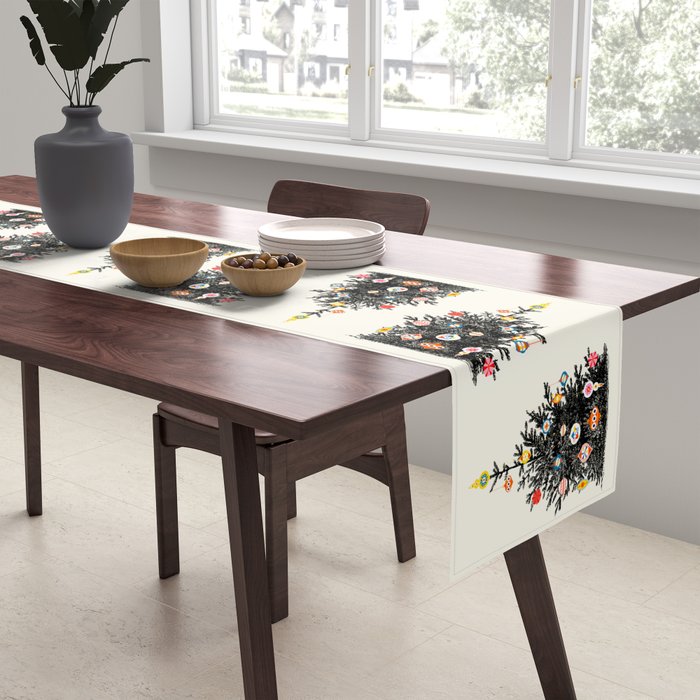 Retro Decorated Christmas Tree Table Runner Gallery Image 2