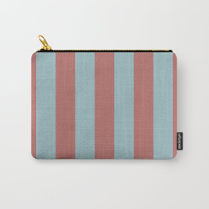 Dusty Pink Greyish Blue Stripe Carry All Pouch Gallery Image 1