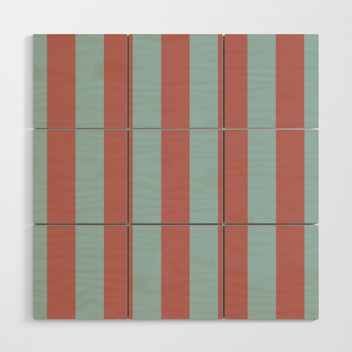 Dusty Pink Greyish Blue Stripe Wood Wall Art Gallery Image 1