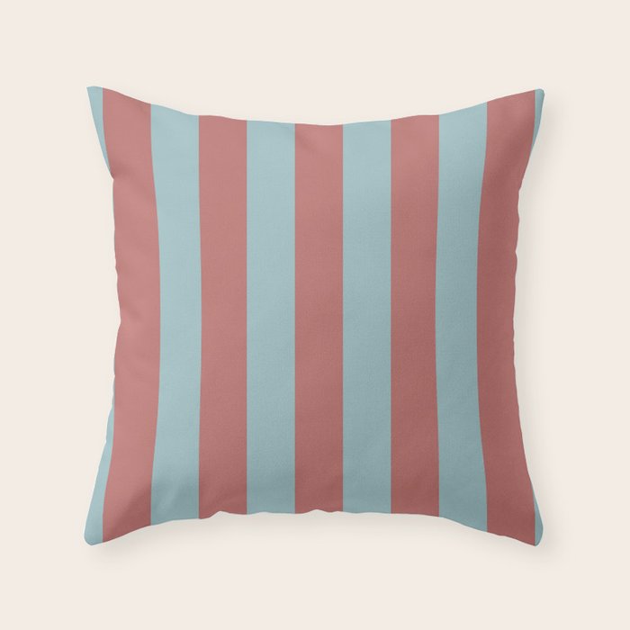 Dusty Pink Greyish Blue Stripe Throw Pillow Gallery Image 6