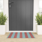 Dusty Pink Greyish Blue Stripe Welcome Mat Gallery Image 3