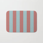 Dusty Pink Greyish Blue Stripe Bath Mat Gallery Image 1