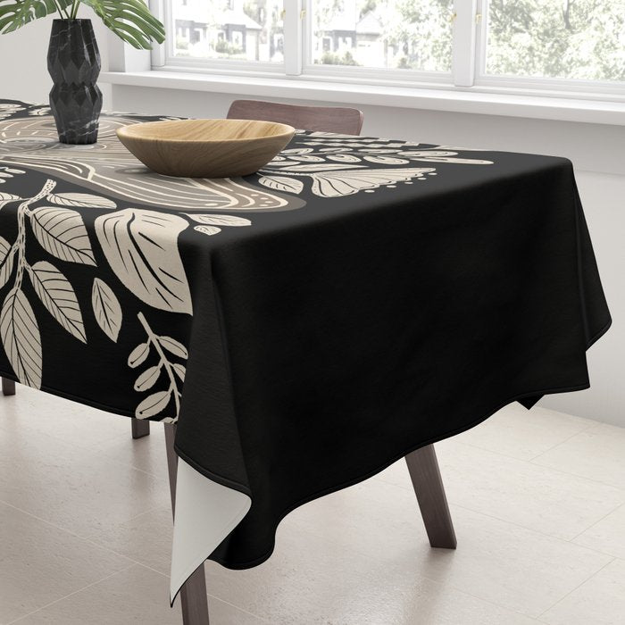 Moth Floral | Black & Brown Tablecloth Gallery Image 3