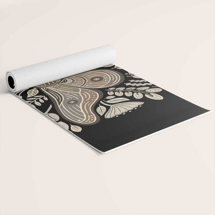 Moth Floral | Black & Brown Yoga Mat Gallery Image 2