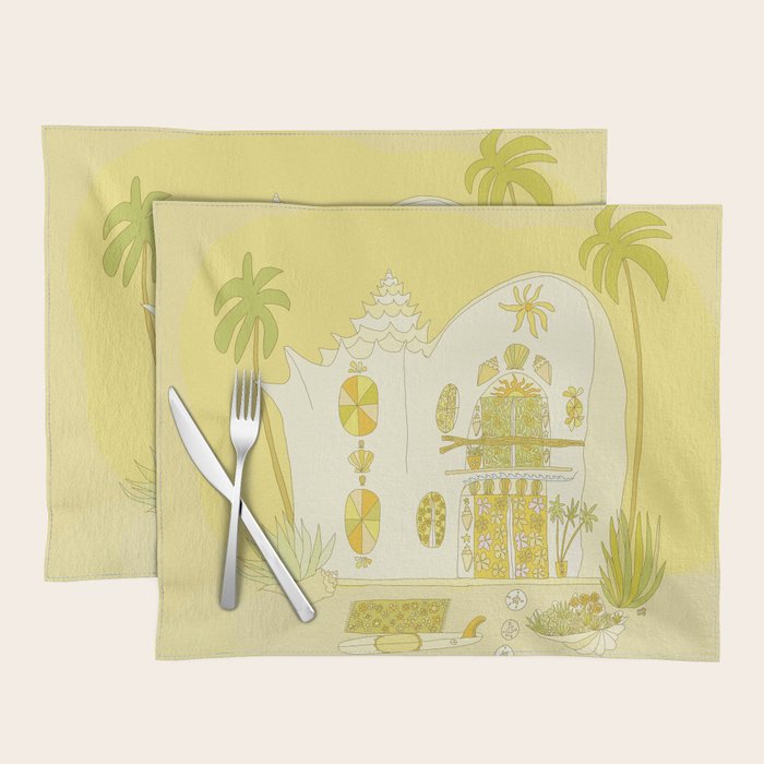 surf house shell dream house // retro art by surfy birdy Placemat Gallery Image 1