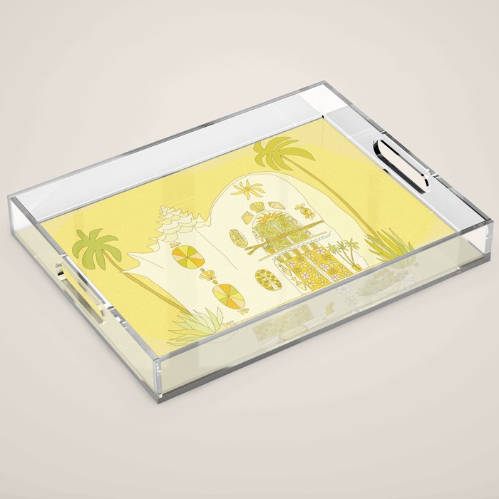 surf house shell dream house // retro art by surfy birdy Acrylic Tray Gallery Image 1