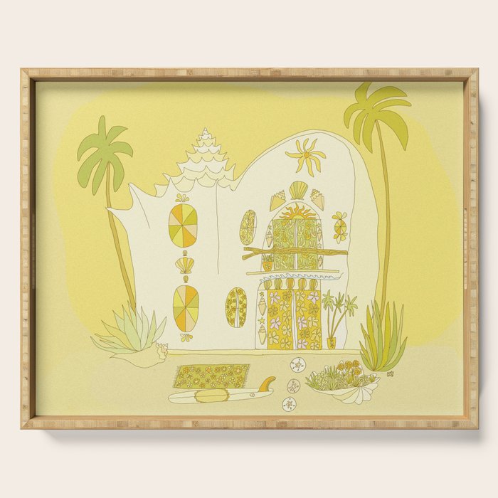 surf house shell dream house // retro art by surfy birdy Serving Tray Gallery Image 1