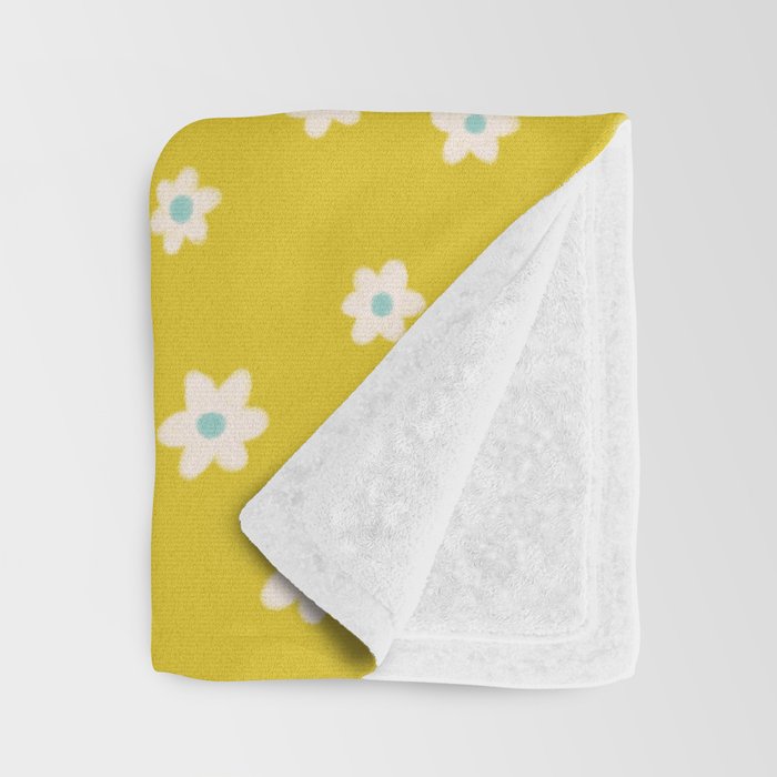 Small Daisies - Yellow, White and Turquoise Throw Blanket Gallery Image 3