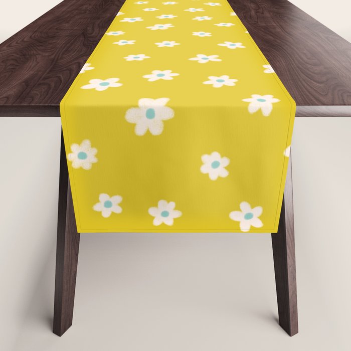 Small Daisies - Yellow, White and Turquoise Table Runner Gallery Image 1