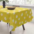 Small Daisies - Yellow, White and Turquoise Tablecloth Gallery Image 3