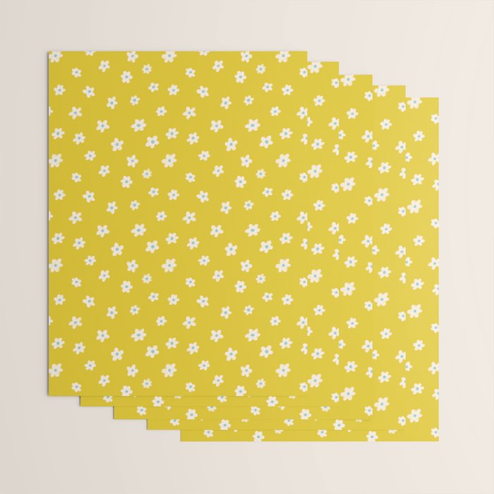 Small Daisies - Yellow, White and Turquoise Wrapping Paper Gallery Image 3
