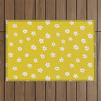 Small Daisies - Yellow, White and Turquoise Outdoor Rug Gallery Image 1
