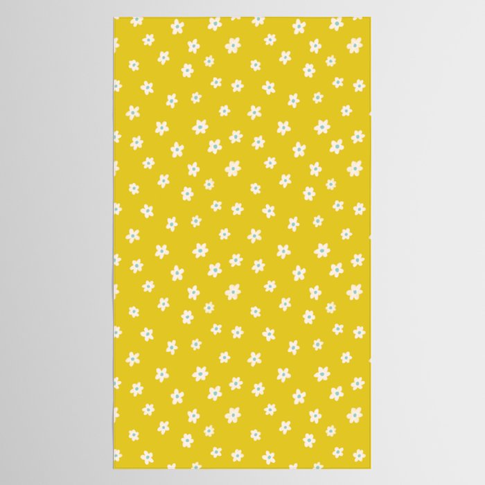 Small Daisies - Yellow, White and Turquoise Tablecloth Gallery Image 2