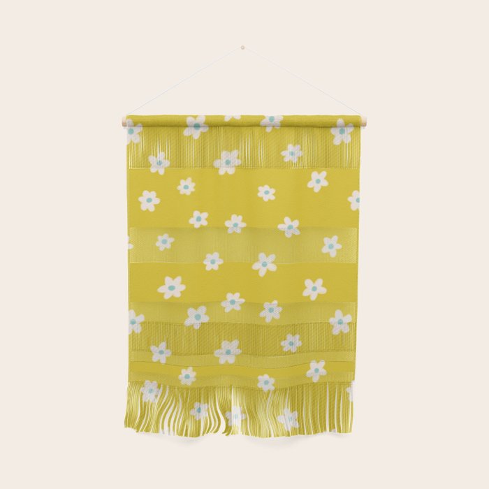 Small Daisies - Yellow, White and Turquoise Wall Hanging Gallery Image 1
