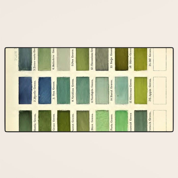 Vintage Color Chart- Green Hues Desk Mat Gallery Image 3