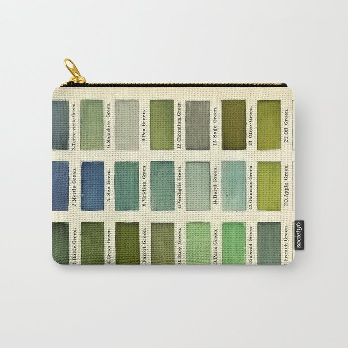 Vintage Color Chart- Green Hues Carry All Pouch