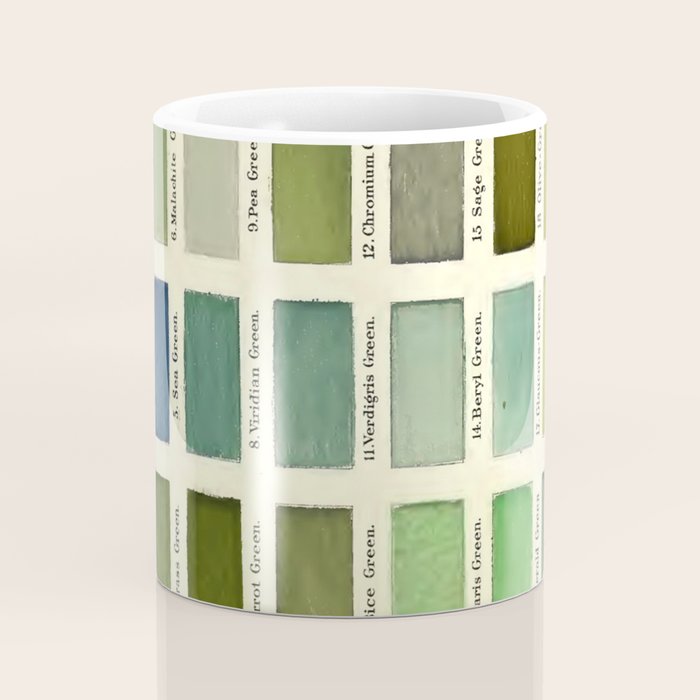 Vintage Color Chart- Green Hues Coffee Mug Gallery Image 4