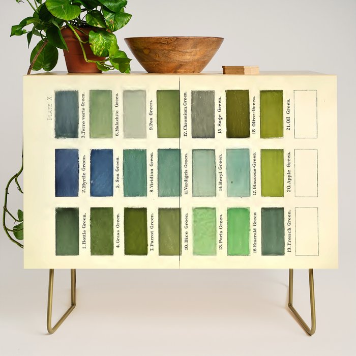 Vintage Color Chart- Green Hues Credenza Gallery Image 1