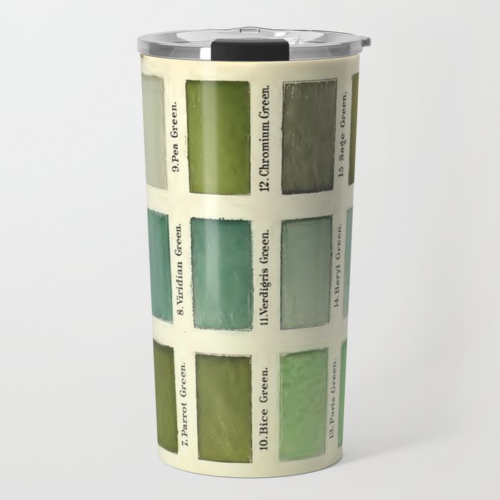 Vintage Color Chart- Green Hues Travel Mug Gallery Image 1