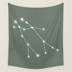 Gemini Zodiac Star Constellation Line Art Sage Wall Tapestry Gallery Image 4