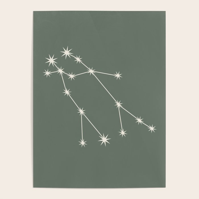 Gemini Zodiac Star Constellation Line Art Sage Poster Gallery Image 4