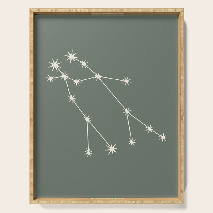 Gemini Zodiac Star Constellation Line Art Sage Serving Tray Gallery Image 1