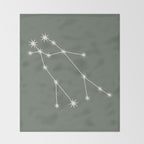Gemini Zodiac Star Constellation Line Art Sage Throw Blanket Gallery Image 2